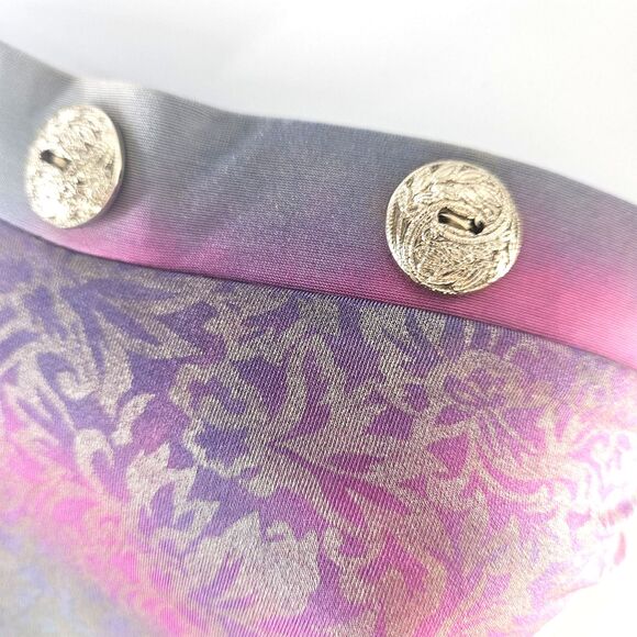 Vtg 80s Rose Marie Reid Rose Purple Pink Shimmery Silver Halter Swimsuit S/M/10 - Picture 3 of 16